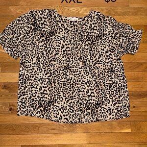 DR2 Black and Tan Leopard Print Blouse